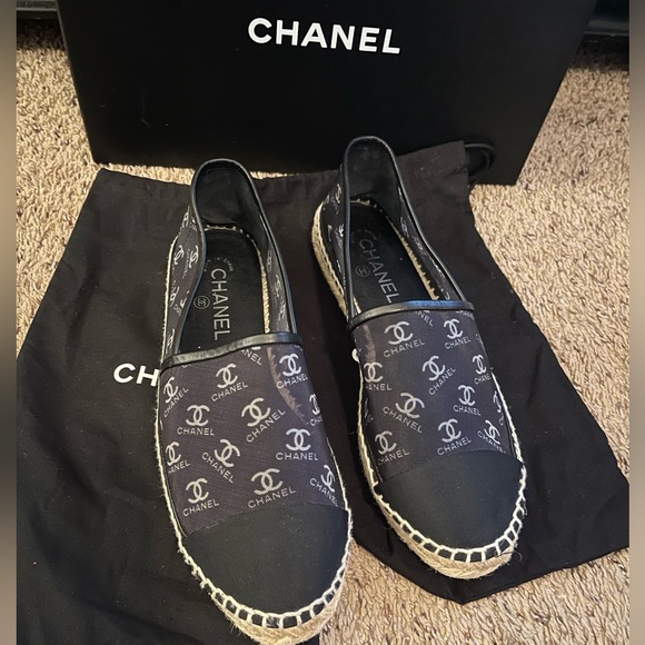 Chanel Cap Toe Espadrilles Printed Mesh Fabric 40 - Picture 8 of 11